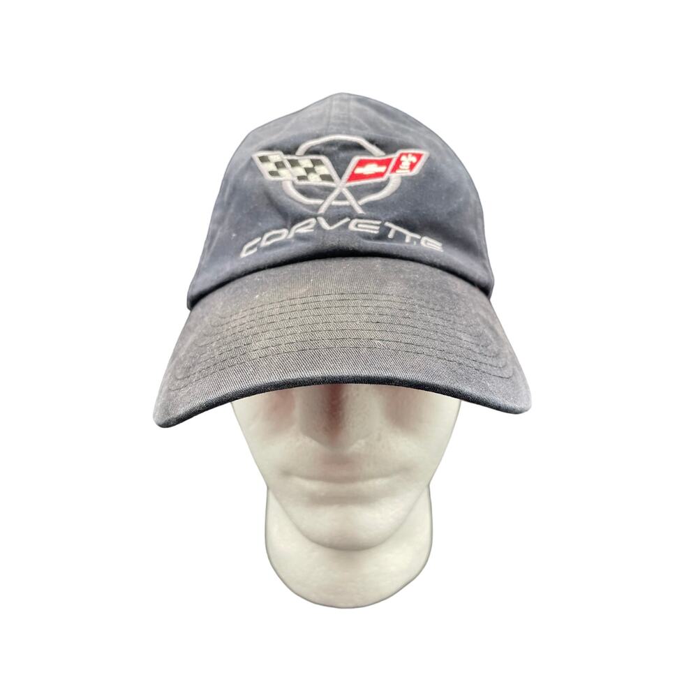 Chevrolet Corvette Hat Mens Large Blue Stretch Fitted Cap General Motors Auto
